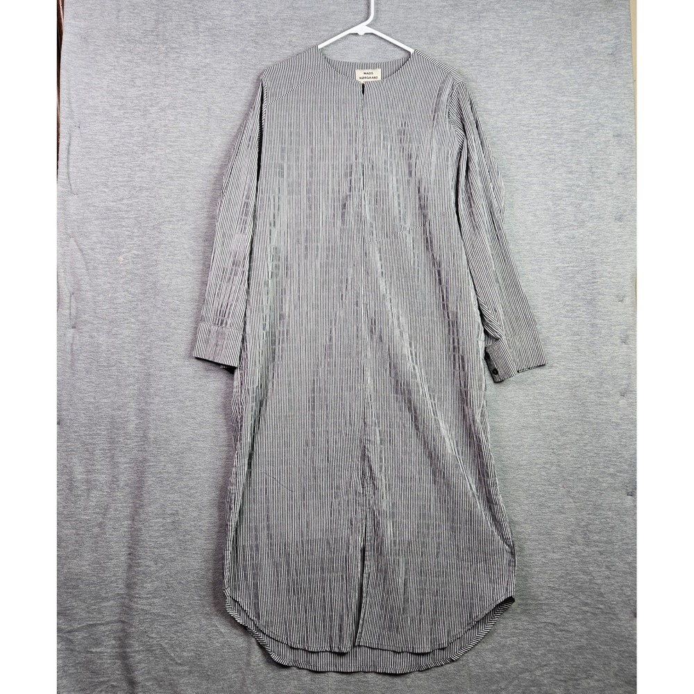 Mads Norgaard Copenhagen Rosaly Dress Zip up Stripe Crinkle Pop Size 36